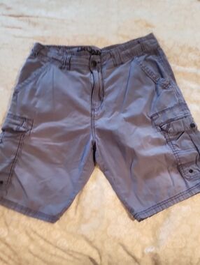 Men's Light Blue Cargo Shorts with Utility Pockets